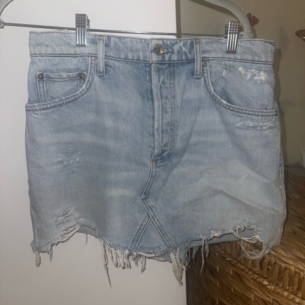 Agolde light blue high-waisted mini skirt, lightly worn